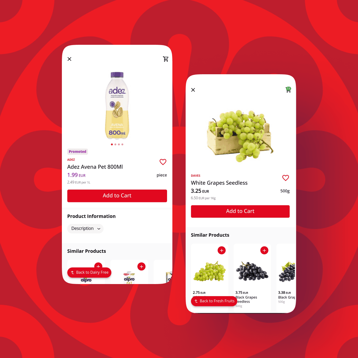 daves grocery app screens, built on Suppy